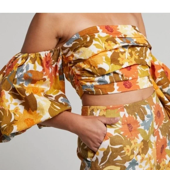 Amalie The Label Showpo Floral Off-Shoulder Blouse size 12 Ariesey - Picture 5 of 16